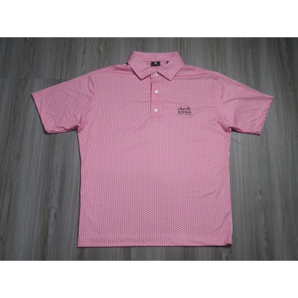 The Charles Schwab Challenge FootJoy ProDry Houndstooth Geo Lisle Polo - Pink L